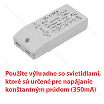 LED trafo MA vstup:100-240V, vystup:350mAV, 12W / Hecca