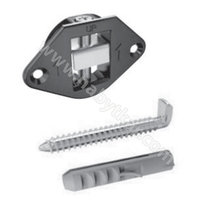 Skryté závesné kovanie pre panely s hmoždinkou a skrutkou