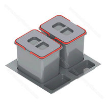 Kôš na odpadky PRAKTIKO do zásuvky šírky 60cm, 2x 15 l, sivý / Rejs