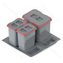 Kôš na odpadky PRAKTIKO do zásuvky šírky 60cm, 1x15 l + 2x7l, sivý / Rejs