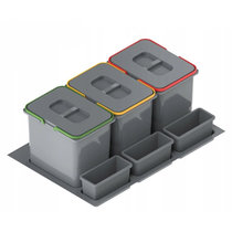 Kôš na odpadky PRAKTIKO do zásuvky šírky 80cm, 3x15 l, sivý / Rejs