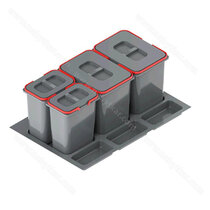 Kôš na odpadky PRAKTIKO do zásuvky šírky 80cm, 2x15 + 2x7 l, sivý / Rejs