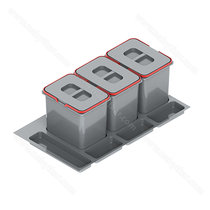 Kôš na odpadky PRAKTIKO do zásuvky šírky 90cm, 3x15 l, sivý / Rejs