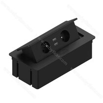 Stolová vyklápacia 2x 230V +2x USB, čierna mat. s káblom 2m / TOP
