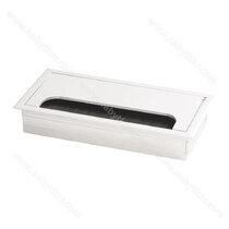 Prechodka kábla  kovová biela, štvorec 80 x 160 mm