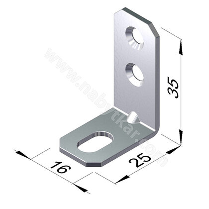 Uholník kovový jednoradové dierovanie, zinok