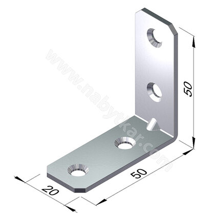 Uholník kovový jednoradové dierovanie, zinok