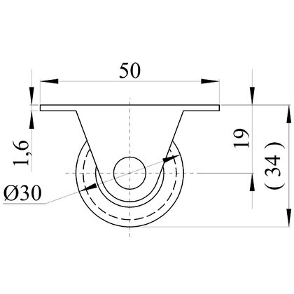 Nábytkové  koliesko jednoduché v-3,4 pogumované, sivé