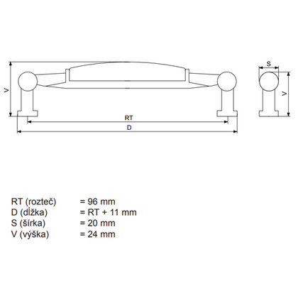 Madlo C504-C14 - 096 mm, patin.mosadz