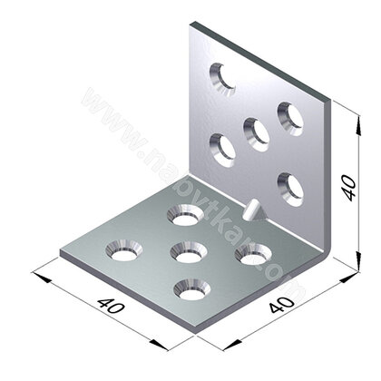 Uholník kovový trojradové dierovanie, zinok