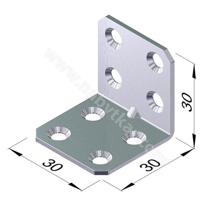 Uholník kovový dvojradové dierovanie, zinok