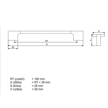 Madlo C582-W74  - 160mm, INOX, výpredaj