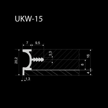 Profil UKW 15, L-3,5m HLINÍK