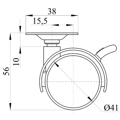 Nábytkové  koliesko M-40-D8 s platničkou, čierne GT