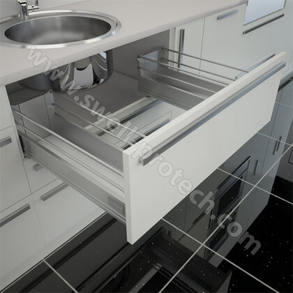 EVO PLUS komplet C03, 450mm poddrezová zásuvka s dvojitým relingom h-224mm, inox