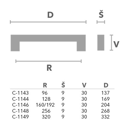Madlo TECHNO, matný chróm