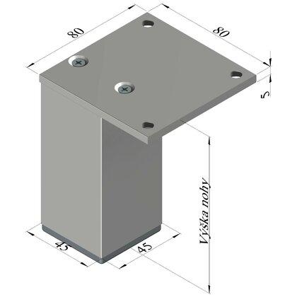 Nábytk.noha N 45X45B, Inox / Zobal