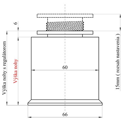 Nábytk.noha N 60x60 B "big" , hliník
