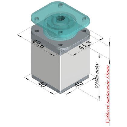 Nábytk. noha NA6 40x40, hliník