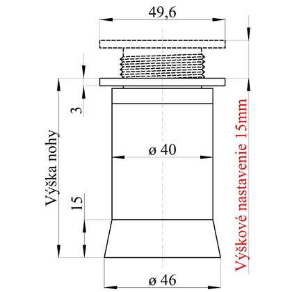 Nábytk.noha NA6 valec šikmí plast, hliník Nábytk.noha NA6 valec šikmí plast, hliník