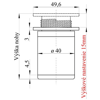 Nábytk.noha NA6 valec, hliník Nábytk.noha NA6 valec, hliník