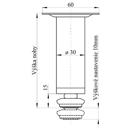 Nábytk.noha Fi25 10kg, chróm