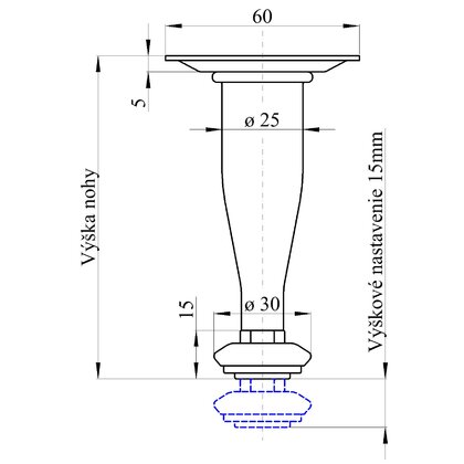Nábytk.noha kónus, chróm / Nábytkár
