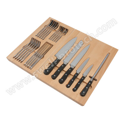 Príborník drevený s príslušenstvom (nože+príbor)