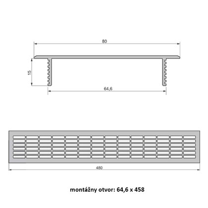 Ventilačná mriežka AL, 80x480 mm