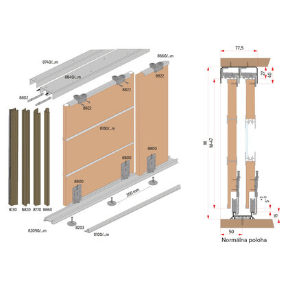 Spodná koľaj GAMA-82099, inox /Laguna