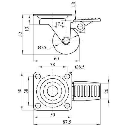 Transparentné  koliesko fi35 Transparentné  koliesko fi35