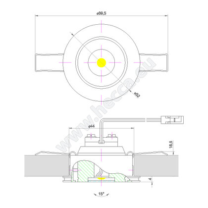 LED bodovka - VO54, 1.0W, 350mA, biela neutrál / Hecca