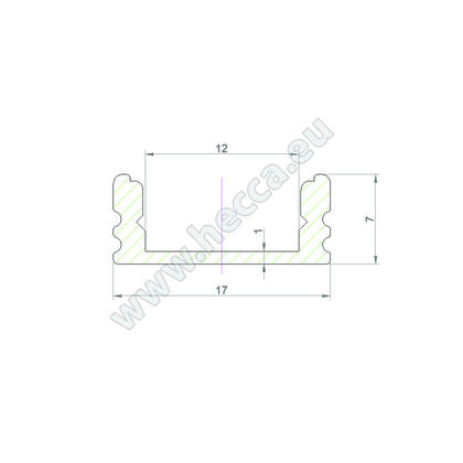 LED PROFIL - 07x17mm, Profil - hlinik, 2m, bez krycej listy LED PROFIL - 07x17mm, Profil - hlinik, 2m, bez krycej listy