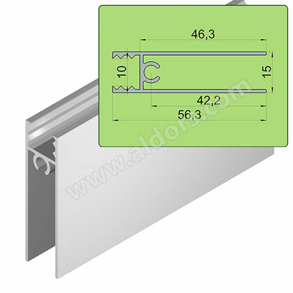 UNI Profil spodný, 10mm, hliník