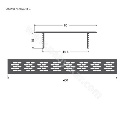 Ventilačná mriežka AL, 60mm Ventilačná mriežka AL, 60mm