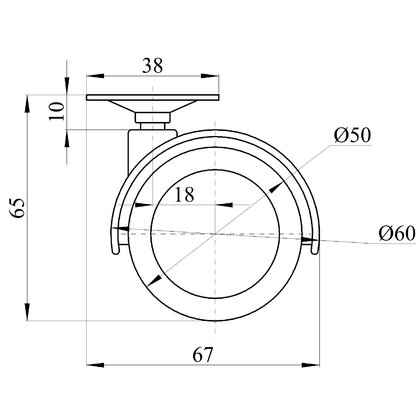 Nábytkové  koliesko fi 50 pogumované s platničkou
