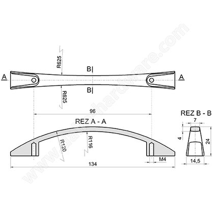 Madlo F115, matný chróm