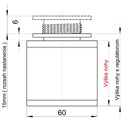 Nábytk.noha N 60x60 B "big" , čierna Nábytk.noha N 60x60 B "big" , čierna