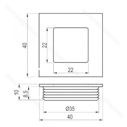Madlo zapustené hranaté B226, na fi 35 mm