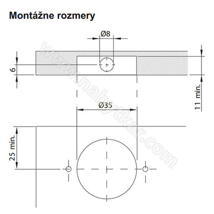Skryté závesné kovanie pre panely s hmoždinkou a skrutkou
