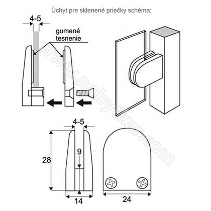 Podperka sklen. policu, sklen. predel, 4-5mm, chróm 