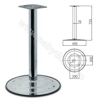 Centrálna noha HD260 - fi480x730mm, chróm /LC