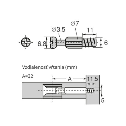 Tiahlo s euro závitom L-11mm a plast. puzdrom, L-32 / Swell