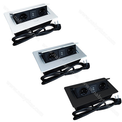 Stolová vyklápacia 2x 230V+ 2x USB s káblom 2m