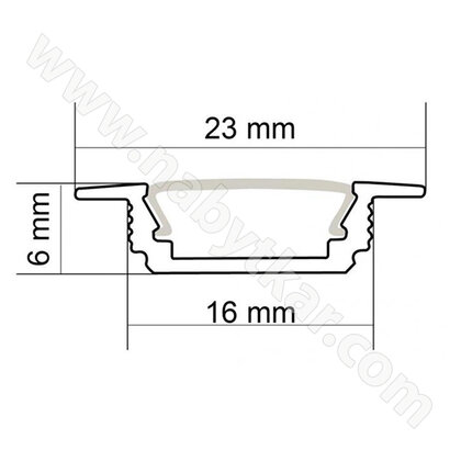 LED PROFIL - Zafrézovatelný profil 6X16mm - hliník, 2m (bez krycej lišty)/CP LED PROFIL - Zafrézovatelný profil 6X16mm - hliník, 2m (bez krycej lišty)/CP