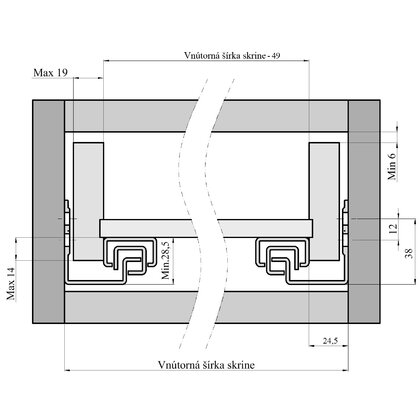 Skrytý plnovýsuv pre 18 mm, bez uchytenia 3D Skrytý plnovýsuv pre 18 mm, bez uchytenia 3D