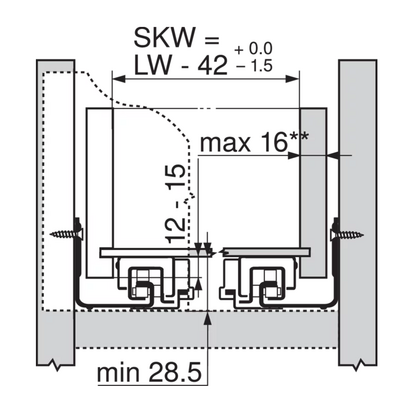 Skrytý pl.766H7000B MOVENTO 700mm, 60kg bez uch.č. s tlmení /Blum
