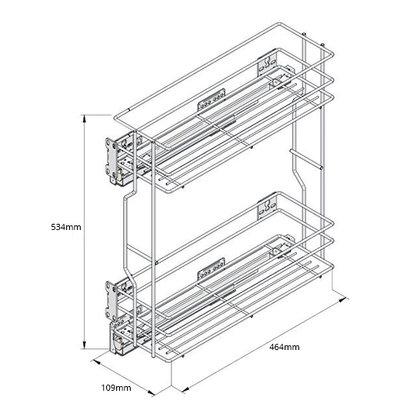 VARIANT MULTI košík bočný bez výsuvu, cargo mini 150 L-450 mm, chróm /Rejs