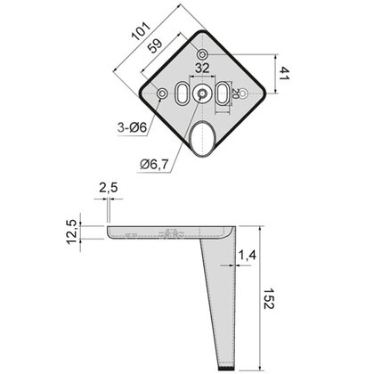 Nábytk.noha kónus - rohová  150mm Nábytk.noha kónus - rohová  150mm