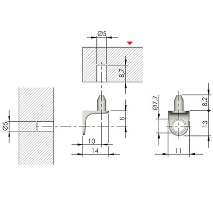 Podperka Minisecury s kolikom fi 5 mm